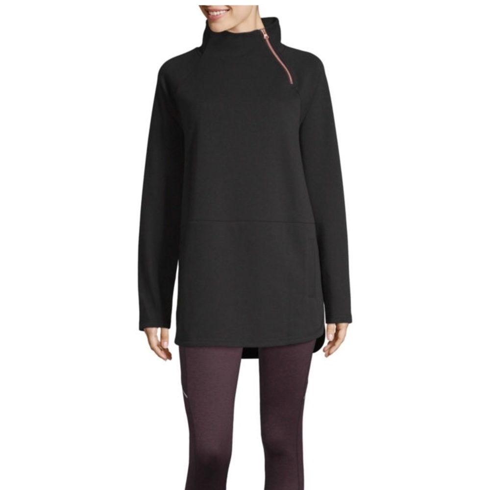 2/$25 Black Yoga Pullover with Rose Gold Zipper